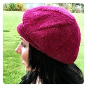 showing increases knitted hat with brim and crochet easy