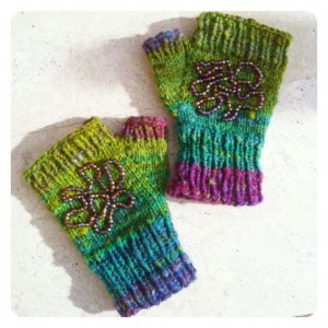 flower beads fingerless mitts