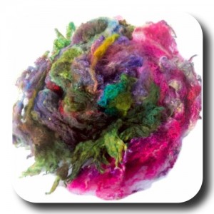 pink and green romney wool fiber