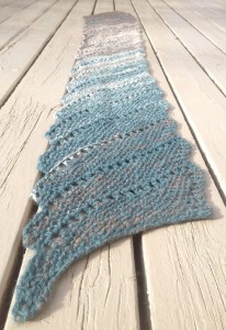 teal and brown knitted scarf pattern