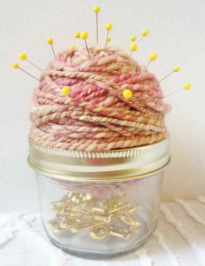 step 6 of yarn ball pin cushion tutorial