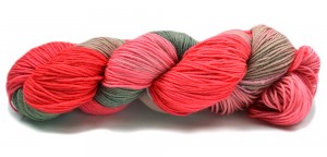 berries red and green wool sock yarn
