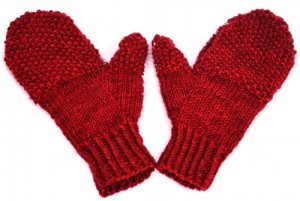 red knitted mitten pattern