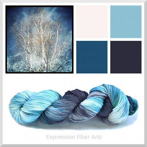 twilight blue and gray wool sock yarn