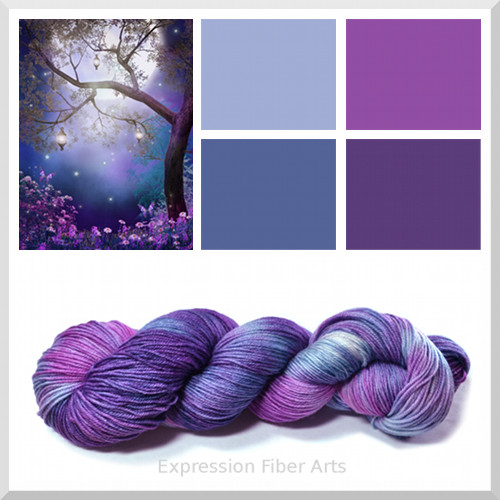 teal and purple superwash wool sock yarn