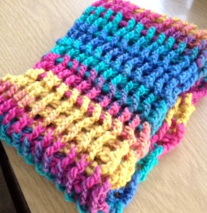 rainbow crochet cowl