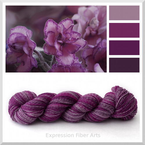 purple african violet superwash wool sock yarn