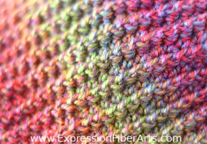 close up rainbow crochet hat to make