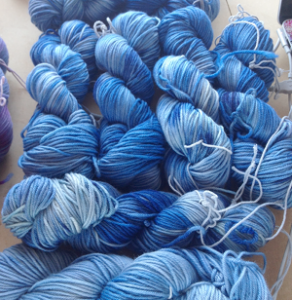 hand dyed blue worsted weight wool yarn