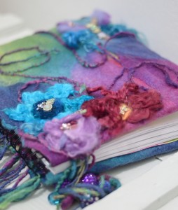 felted journal cover flowers how to
