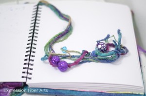 handspun yarn and beads bookmark