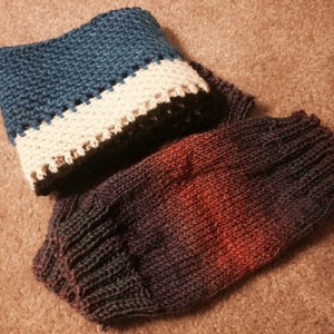knitting cowl boot toppers progress