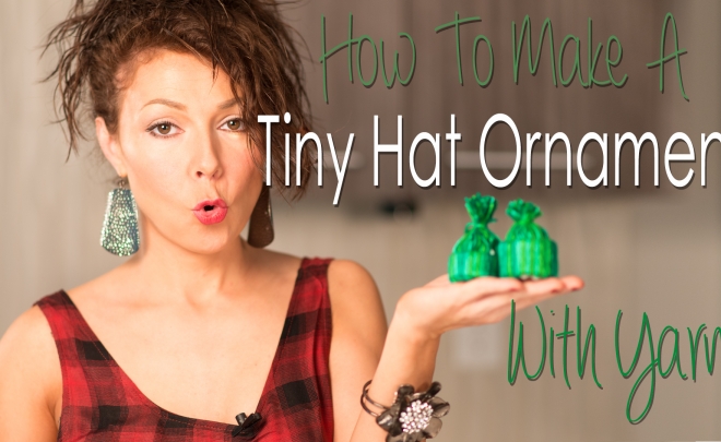 how to make toilet paper towel roll tiny hat yarn ornament for Christmas