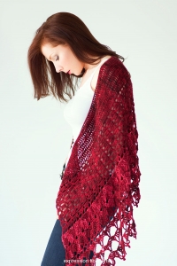 Red Velvet Rose Crochet Wrap Shawl Pattern by Expression Fiber Arts