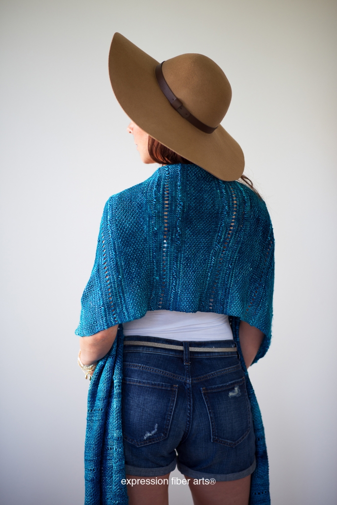 Textured Laguna Wrap - Knitted Shawl Pattern by Expression Fiber Arts