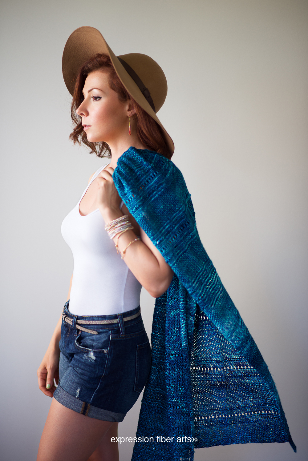 Textured Laguna Wrap - Knitted Shawl Pattern by Expression Fiber Arts