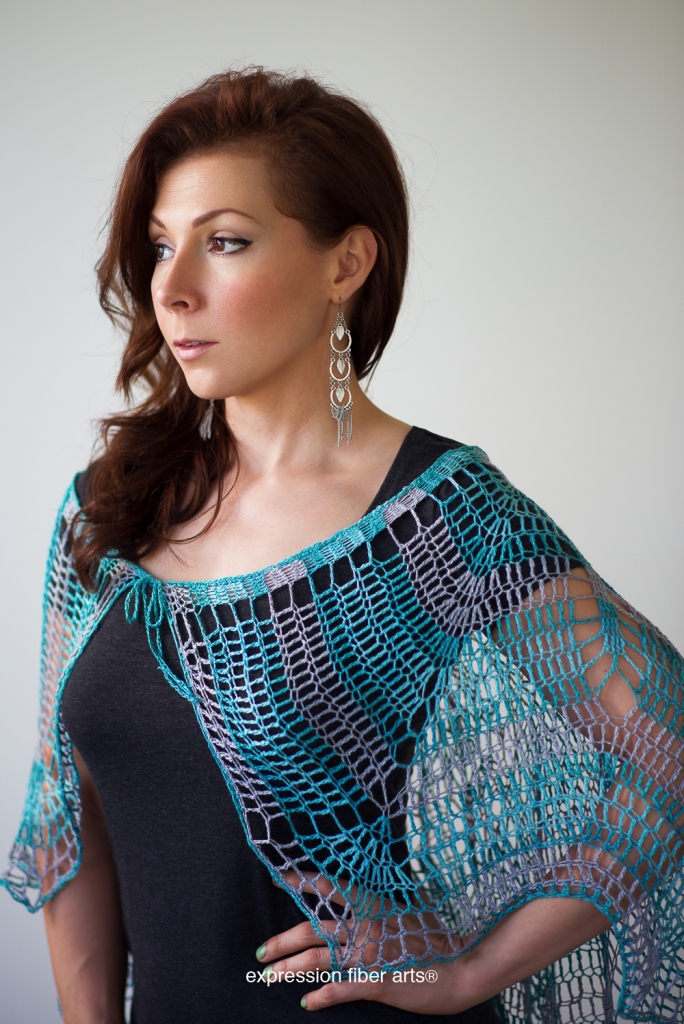 stream of consciousness capelet crochet pattern by Expression Fiber Arts