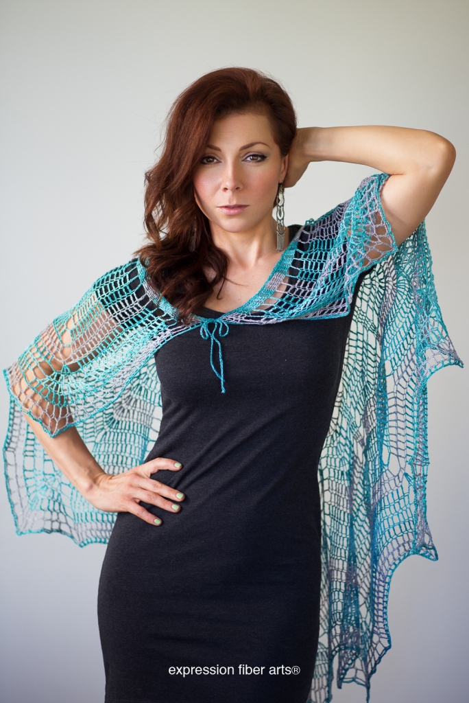 stream of consciousness capelet crochet pattern by Expression Fiber Arts
