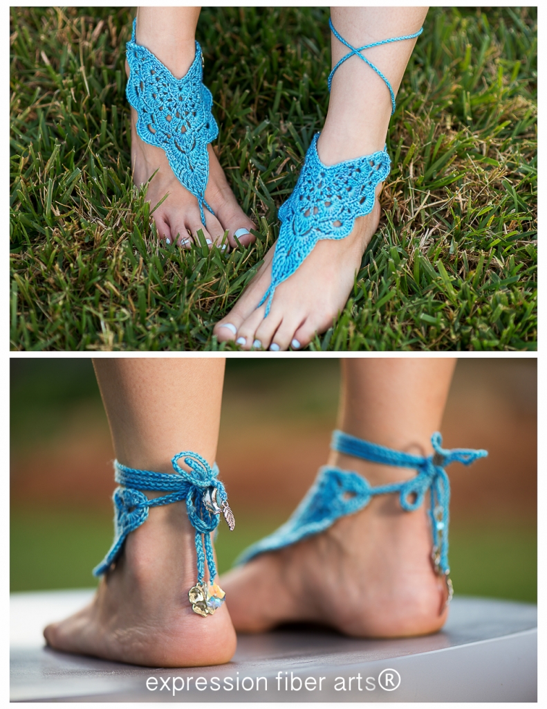 how to crochet these "flutterby" crochet barefoot sandals