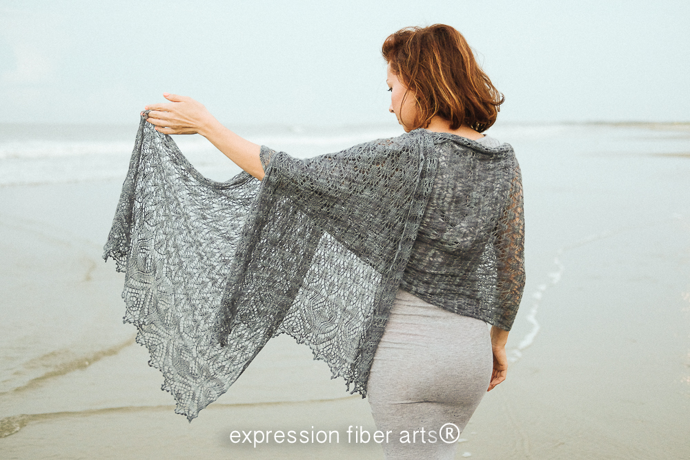 Stola Farfalla - Beaded Knit Shawl Pattern - Expression Fiber Arts | A ...