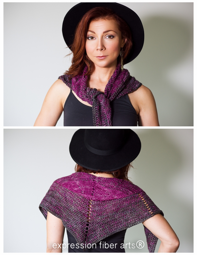 how to crochet a gradient stingray wrap with 2 solid color yarns