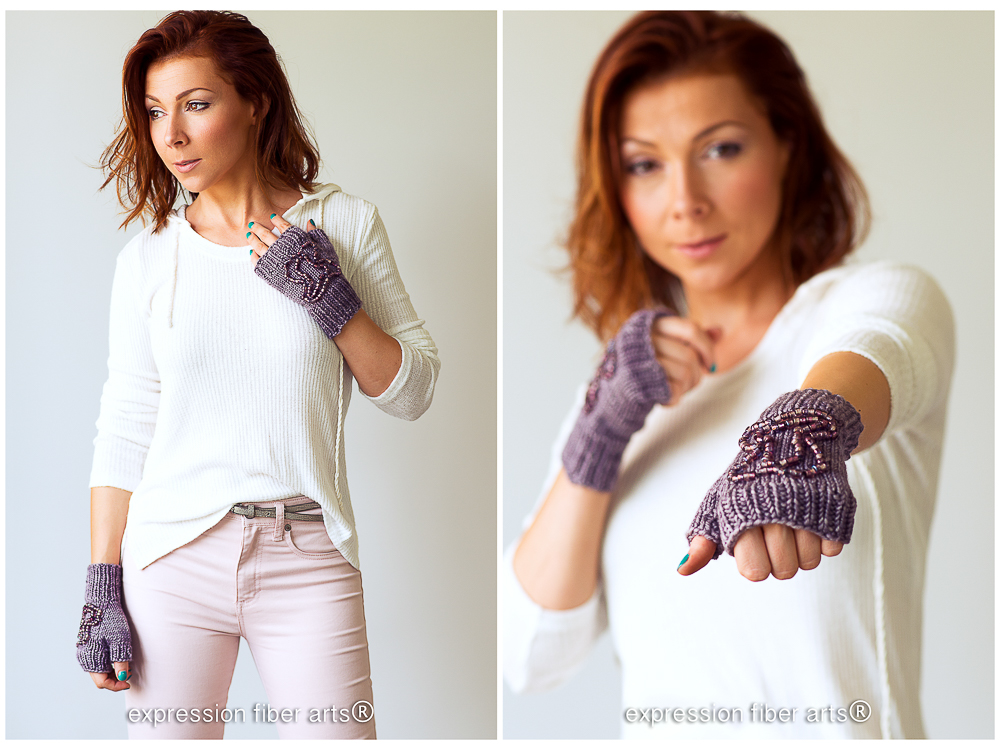 beaded fingerless mitts knitted pattern
