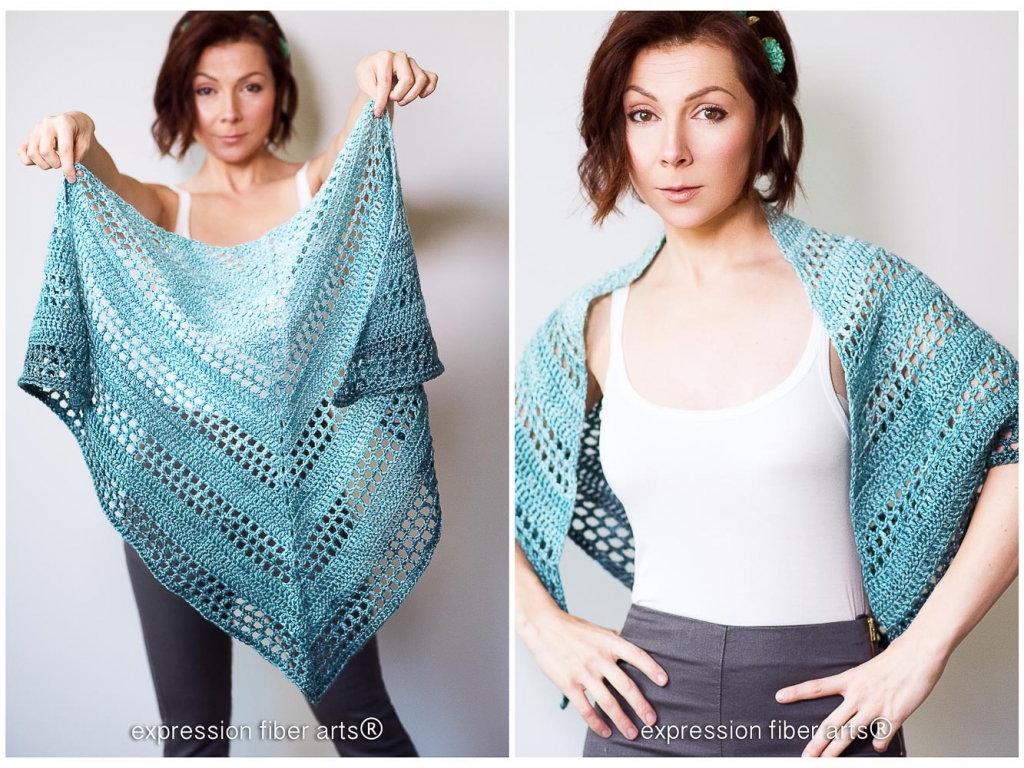 teal tenacity crochet shawl pattern by expression fiber arts