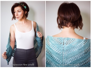 teal tenacity crochet shawl pattern by expression fiber arts