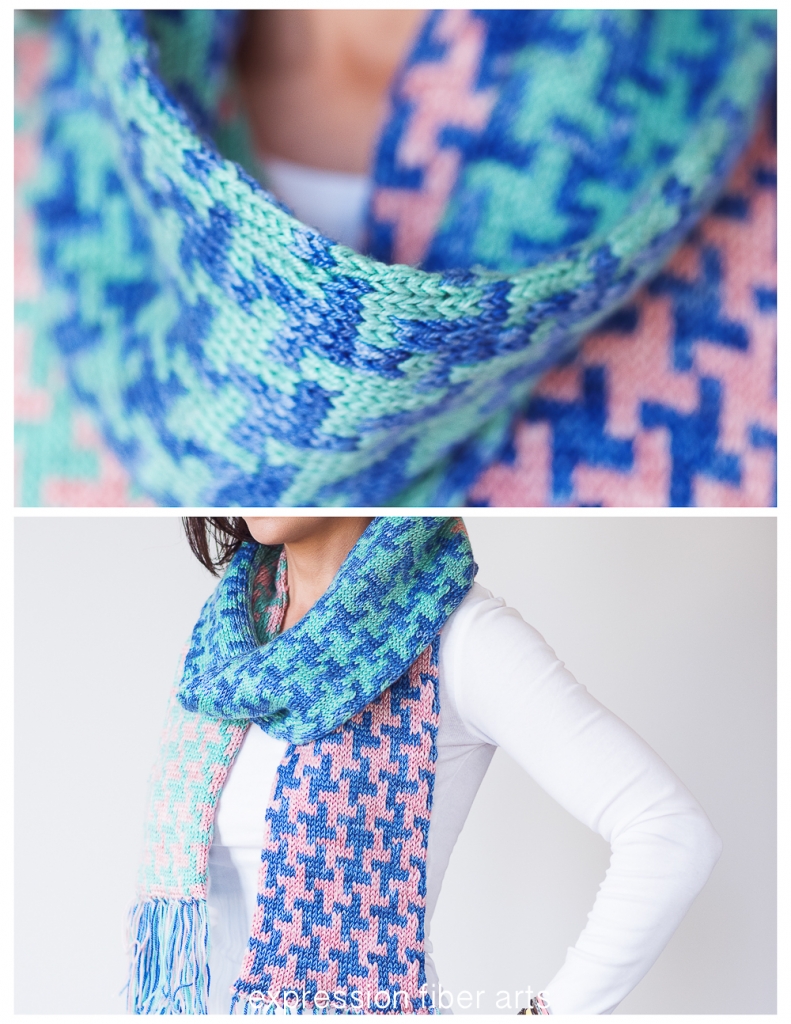 Hello, Houndstooth Knitted Scarf Pattern