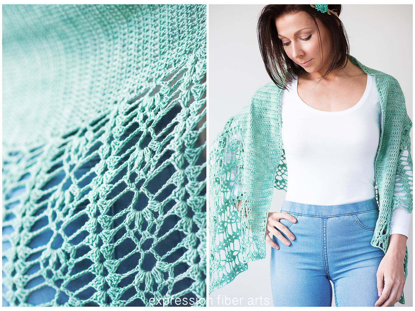Pistachio Falls Cascading Crescent Crochet Shawl Pattern – Expression