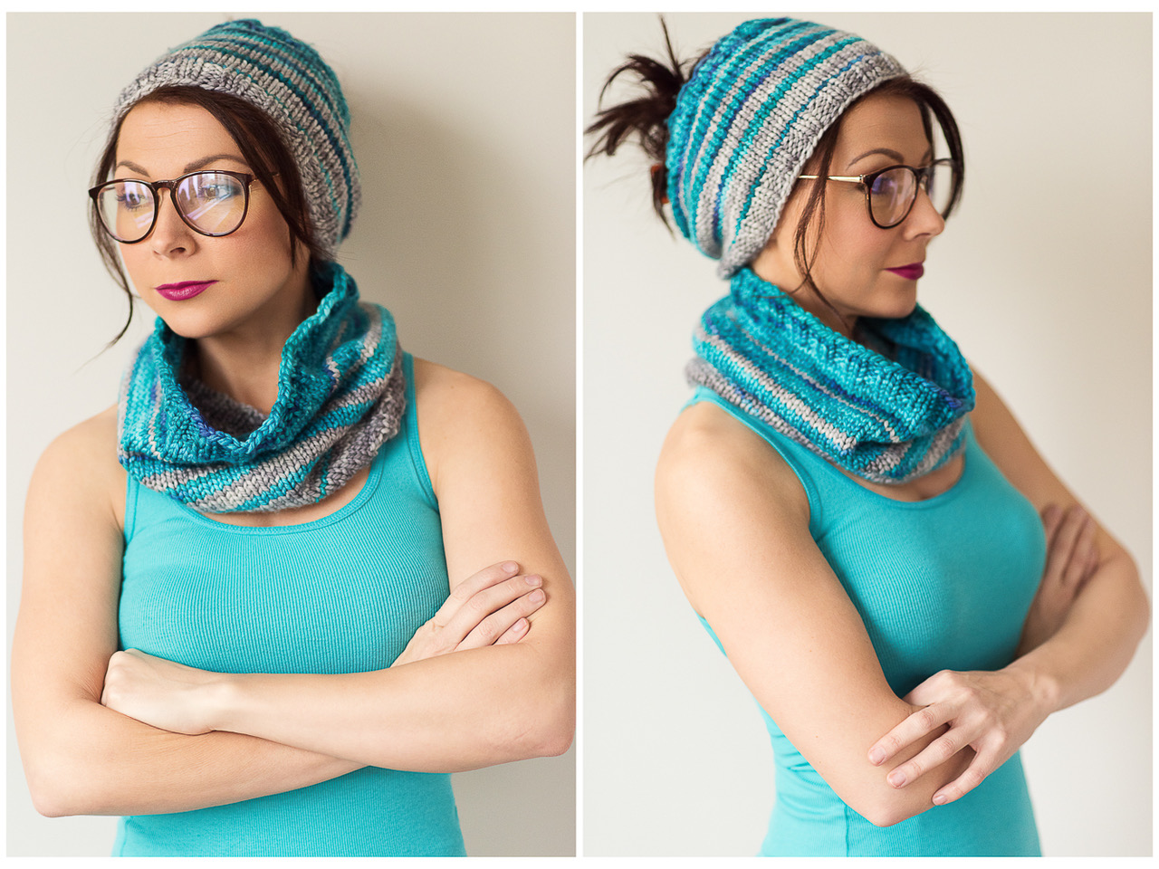 how to knit this matching cowl and ear warmer pattern