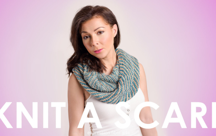 how to knit an angled striped diagonal infinity scarf - pattern