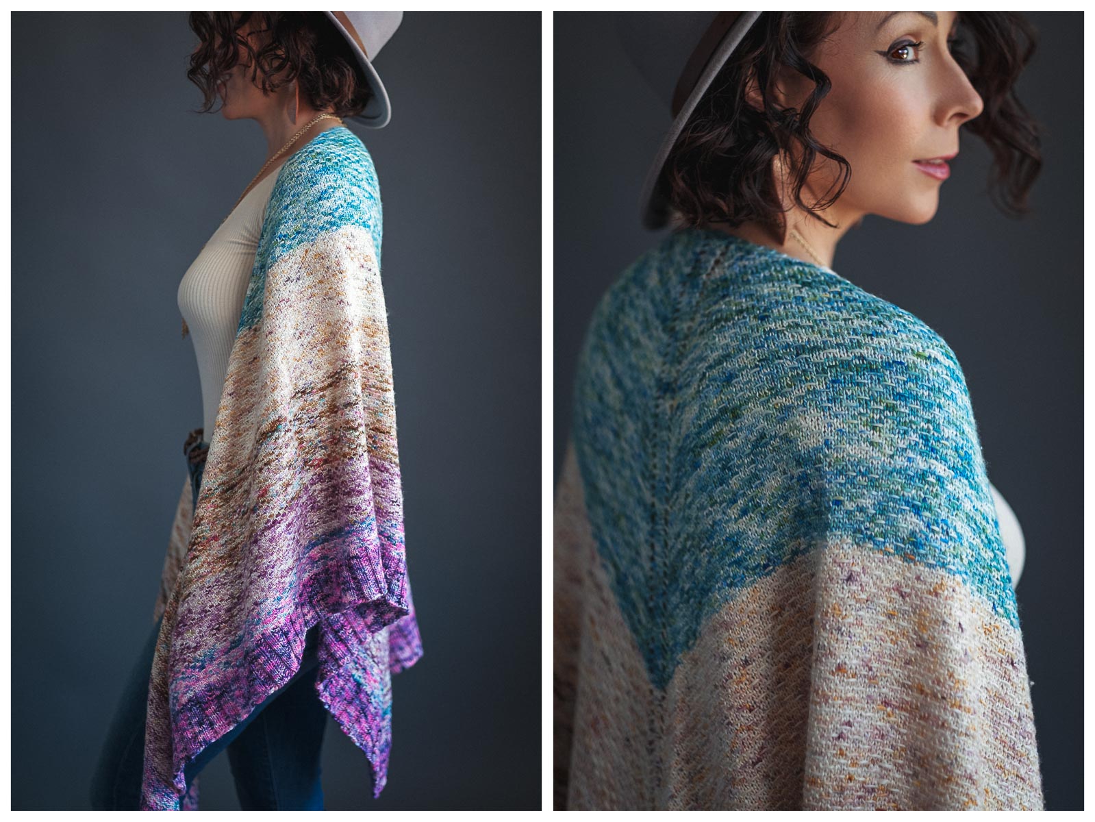 peacock beginner knitted triangle shawl pattern