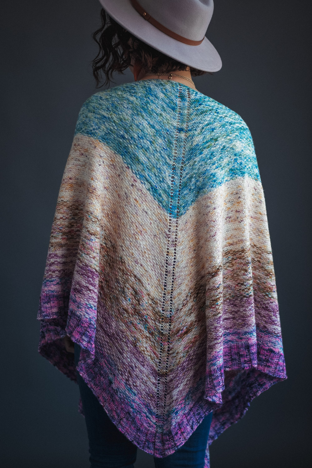 peacock beginner knitted triangle shawl pattern
