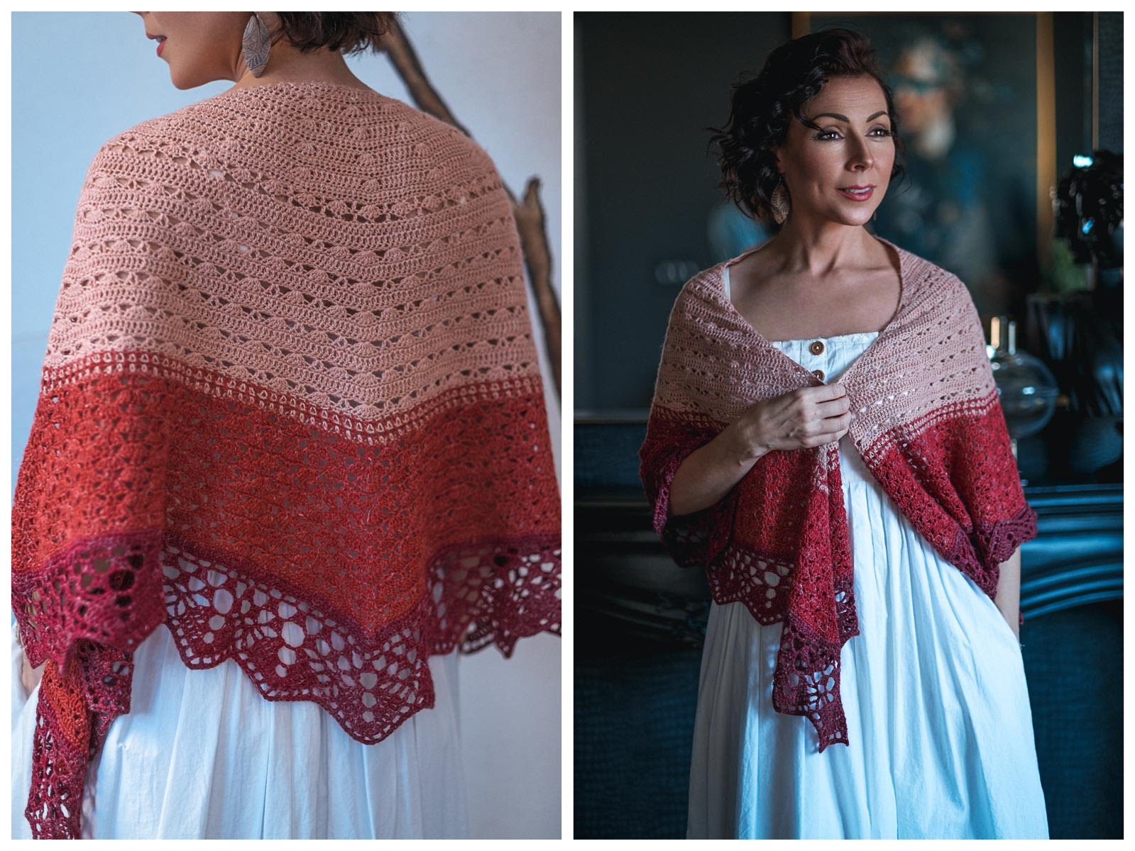 Crochet This Lacy Shawl Today - Embers - Expression Fiber Arts