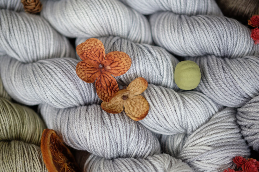 Grey Worsted Mohair Yarn by Dancing the Land Farm